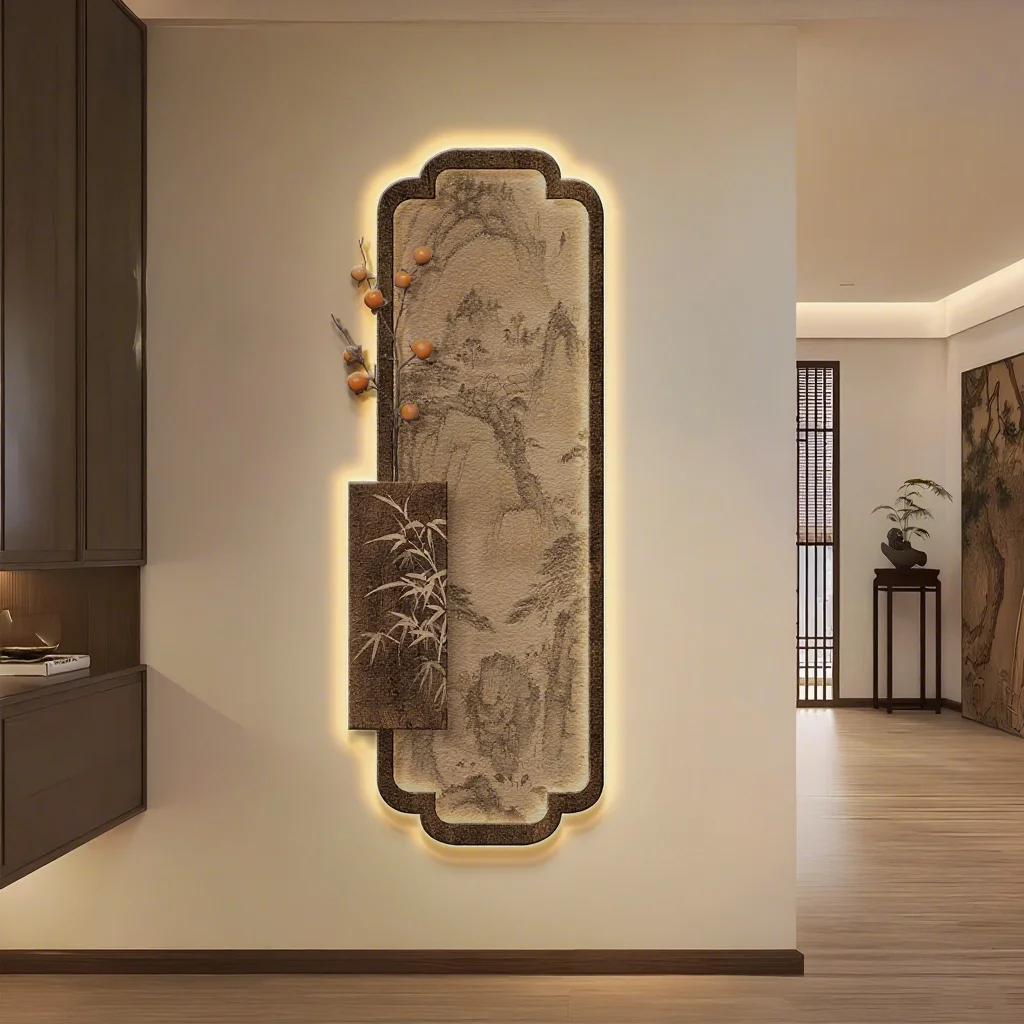Obrazy w stylu dynastii Song, nowy chiński styl, korytarze, hol, tła, ścienne obrazy, lampy ścienne