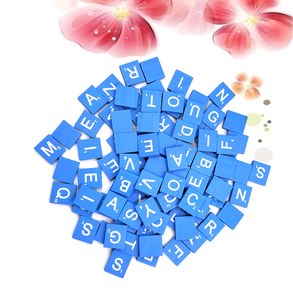 

100pcs Babies Blocks Decor Smooth Surface Alphabet Puzzle DIY Wood Chips Crafts Wooden Cubes Decor Game Jigsaw Sudoku