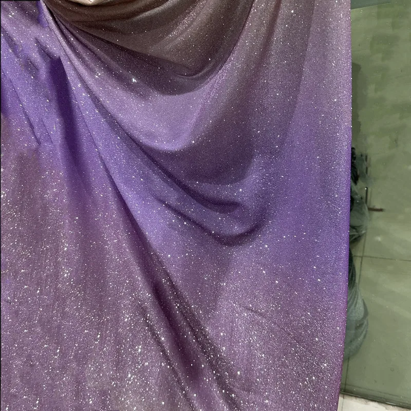 Purple Starry Shiny Gradient Composite Stretch Fabric Background Dress Designer Fabric