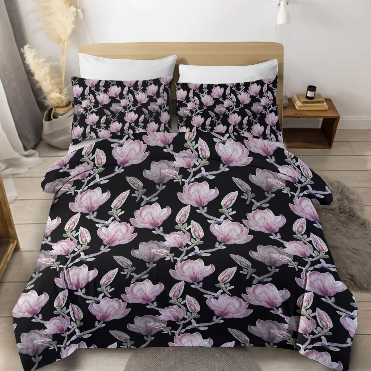 رث شيك الأزهار حاف مجموعة غطاء خمر روز فراشة نمط المائية الزهور طقم سرير 2/3 قطعة ، مجموعات المعزي النباتية