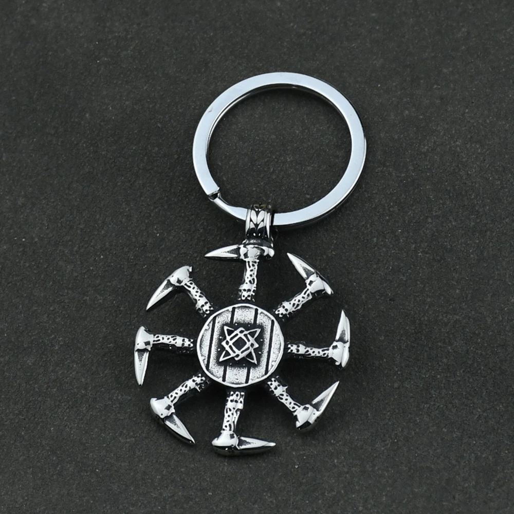 Viking Kolovrat Knot Keychain Nordic Talisman Runes Pendant Slavic Scandinavian Jewelry Men Punk Amulet Gift Dropshipping