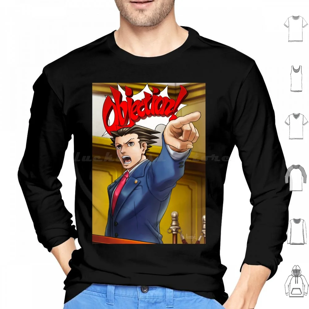 Phoenix Wright sweats à capuche à manches longues Phoenix Phoenix Wright jeu vidéo Gamer Fanart Objection Gyakuten Saiban avocat