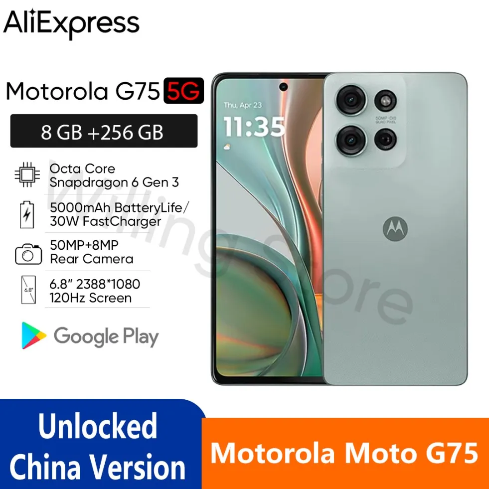 Восьмиядерная камера Motorola Moto G75, 50-мегапиксельная камера, 6,8-дюймовая защита глаз, FHD + 120 Гц, большой ЖК-экран, аккумулятор 5000 мАч, Snapdragon 6 Gen 3