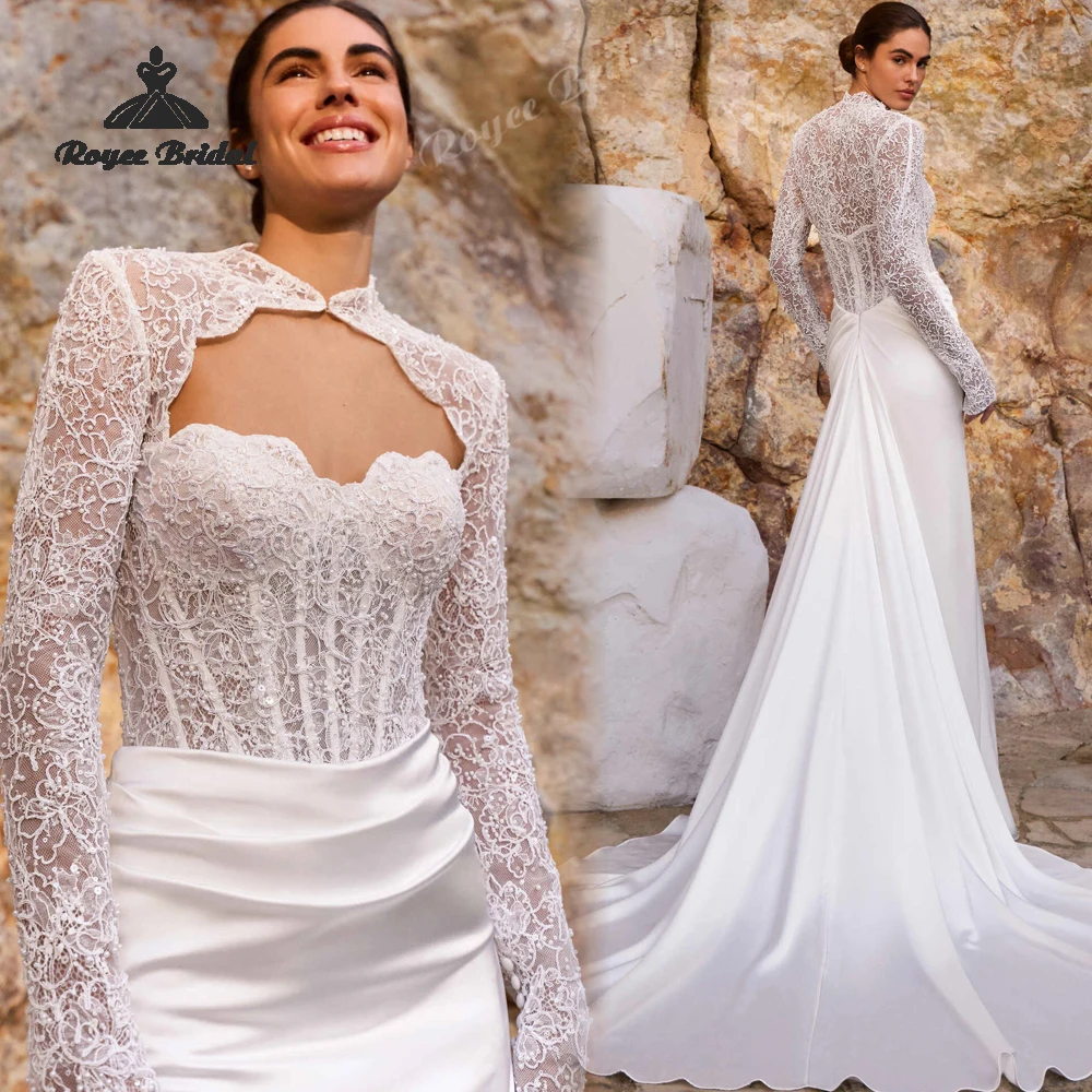 Personality Flowers Lace Detachable Jacket Mermaid Wedding Dresses 2026 Sweetheart Bridal Gown Customized vestido de novia