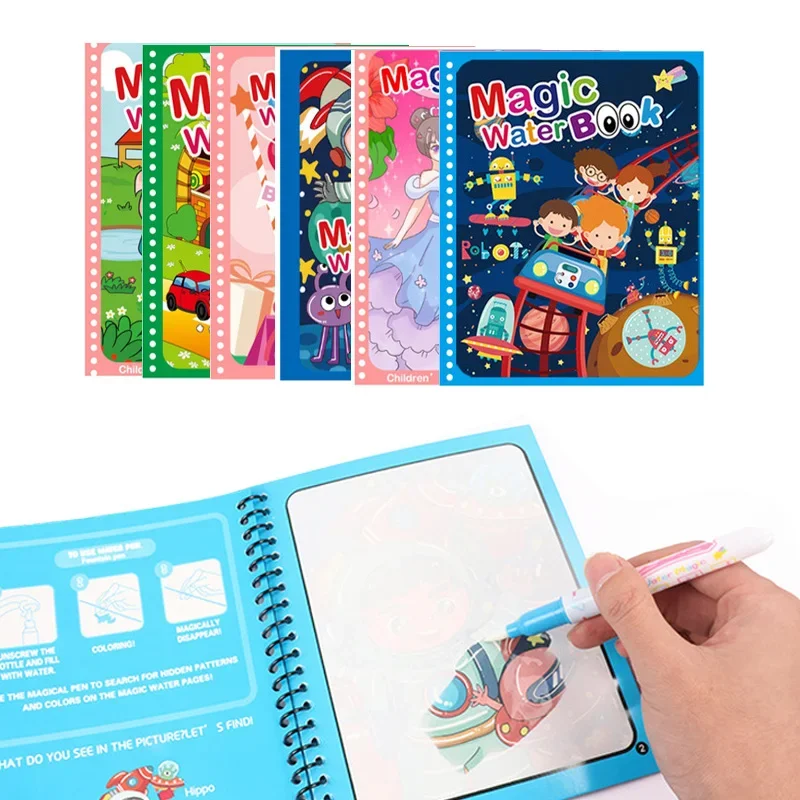 Water Coloring Book Magic Colourful Drawing Books for Kids Reusable Graffiti Magical Book Baby Early Education Montessori Toys