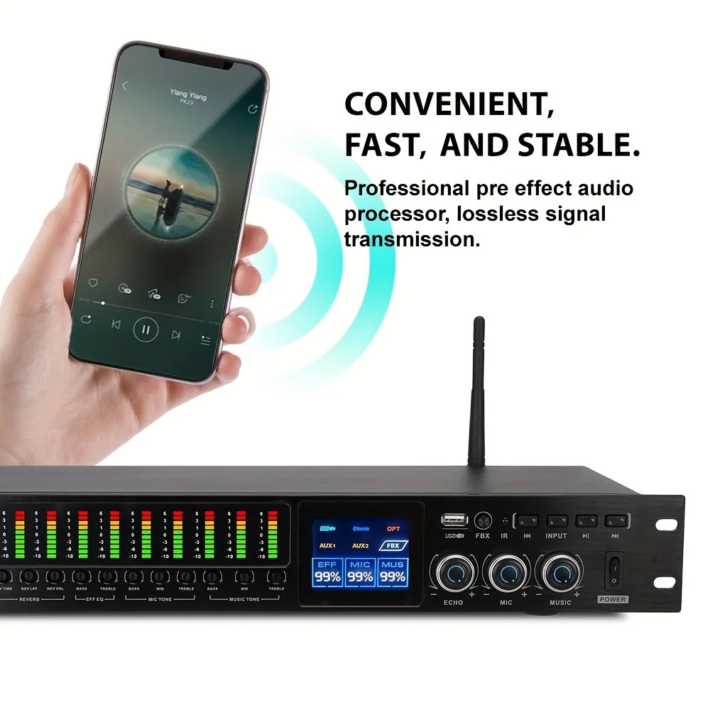 LMBGM-KS8 Professionele Pre-Stage Effector USB 12-Segment Hoge Middelgrote en Lage Audio Aanpassing Processor KTV Digitale Reverb