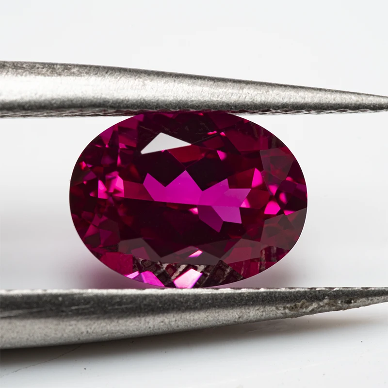Lab Grown Ruby Oval Shape Rubellite Color Charms Gemstone for DIY Women Jewelry Making Earrings Bracelet Selectable Certificate