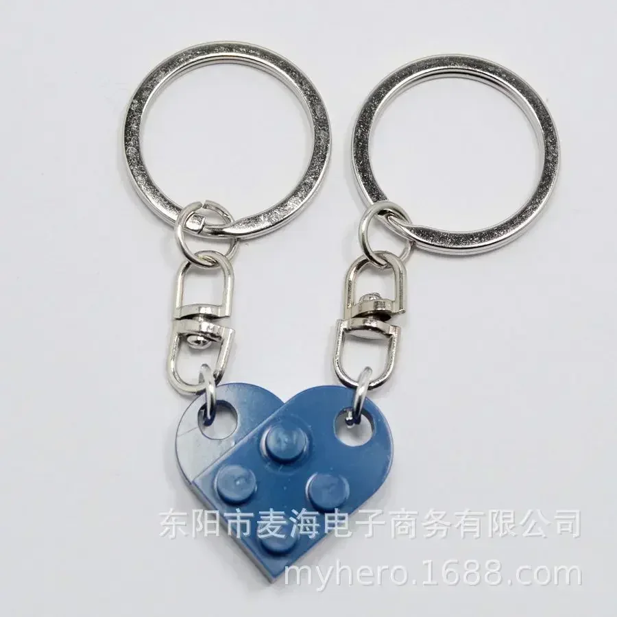 1Pair Love Heart Building Block Keychains for Couples Women Men Friendship Separable Cute Love Heart Brick Key Ring Jewelry