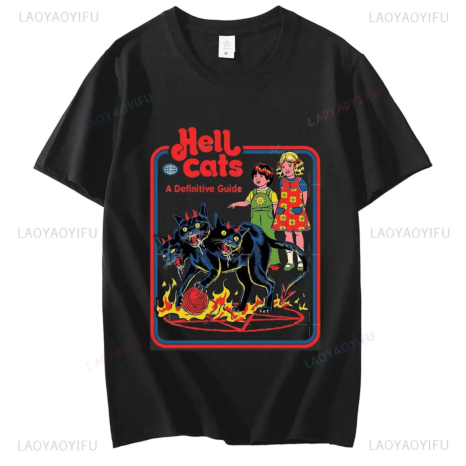 Hell Cats Satan Horror cotton TShirt Men Demon Death Scary Devil Graphic Top Satanism Alien Reaper Satanist Tee Unisex Camisetas