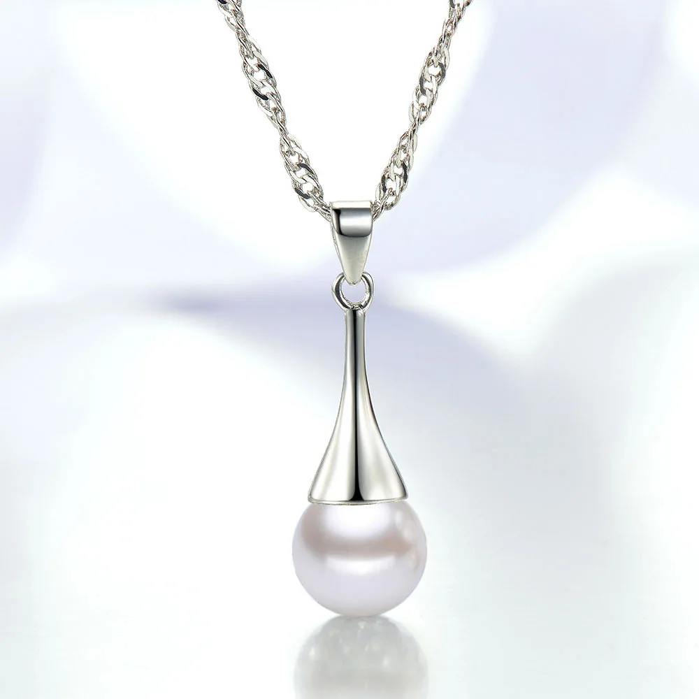 

925 Sterling Silver Fashion Temperament Pearl Pendant Necklace Birthday Party Anniversary Gift Perfect for Daily Wear