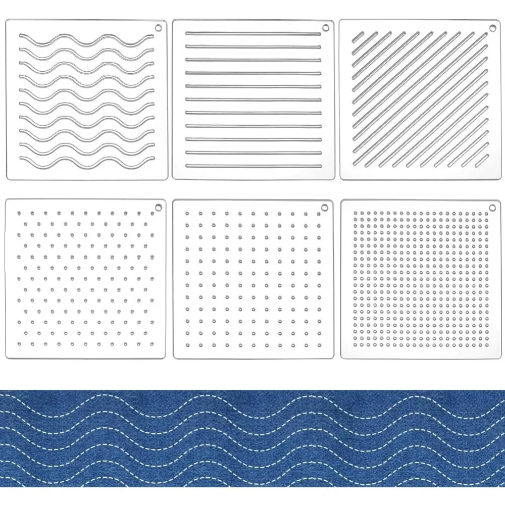 

6 шт. акриловый трафарет Sashiko, точки, линии, разрезки, акриловый инструмент для вышивания, шаблон линии для рисования для ручного квилтинга и вышивки