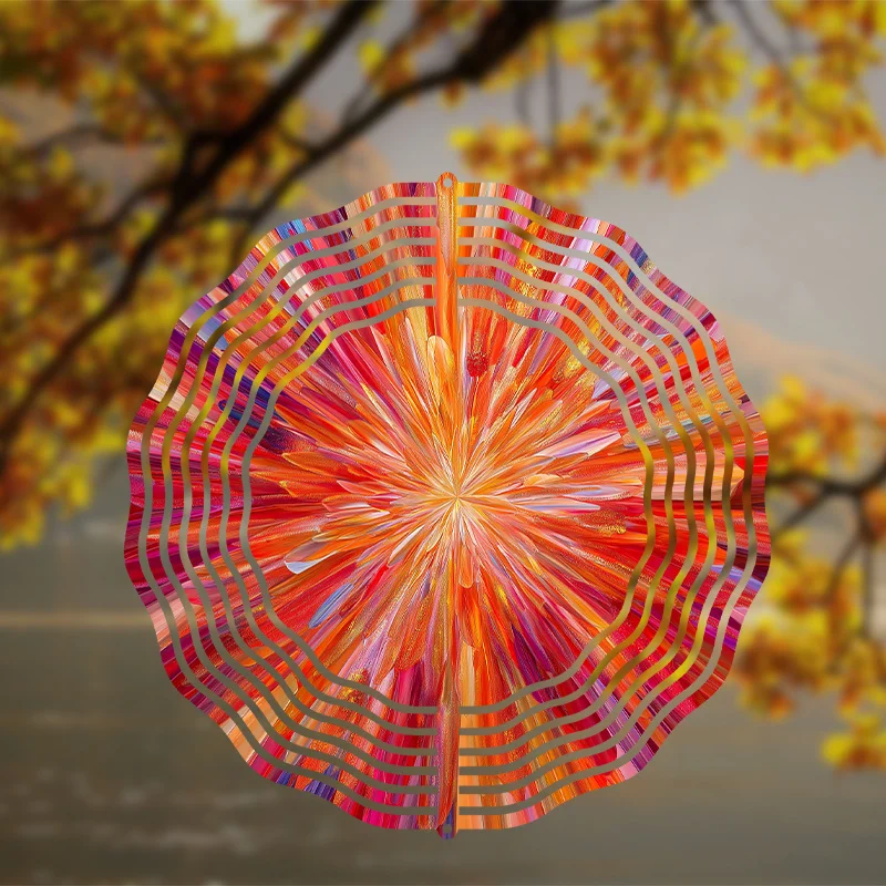 1pc Mandala Spiral Wind Chimes - Metal 3D Mandala Spinner with 360° Swivel Hook, Garden Patio Decor Wind Spinner Outdoor Decor