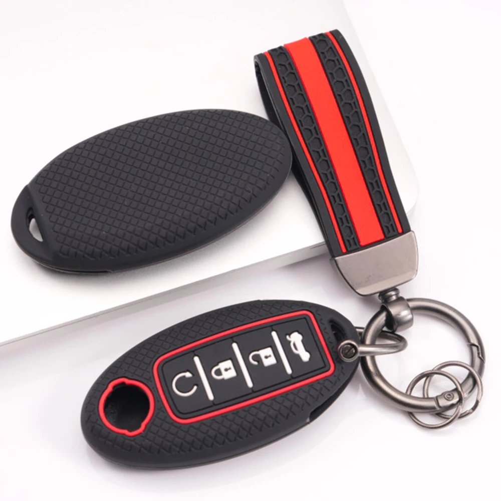 Soft Key Holder With Lanyard For Nissan Qashqai X Trail T32 T31 Juke J10 J11 Kicks Tiida Micra Altima Pathfinder Note Murano