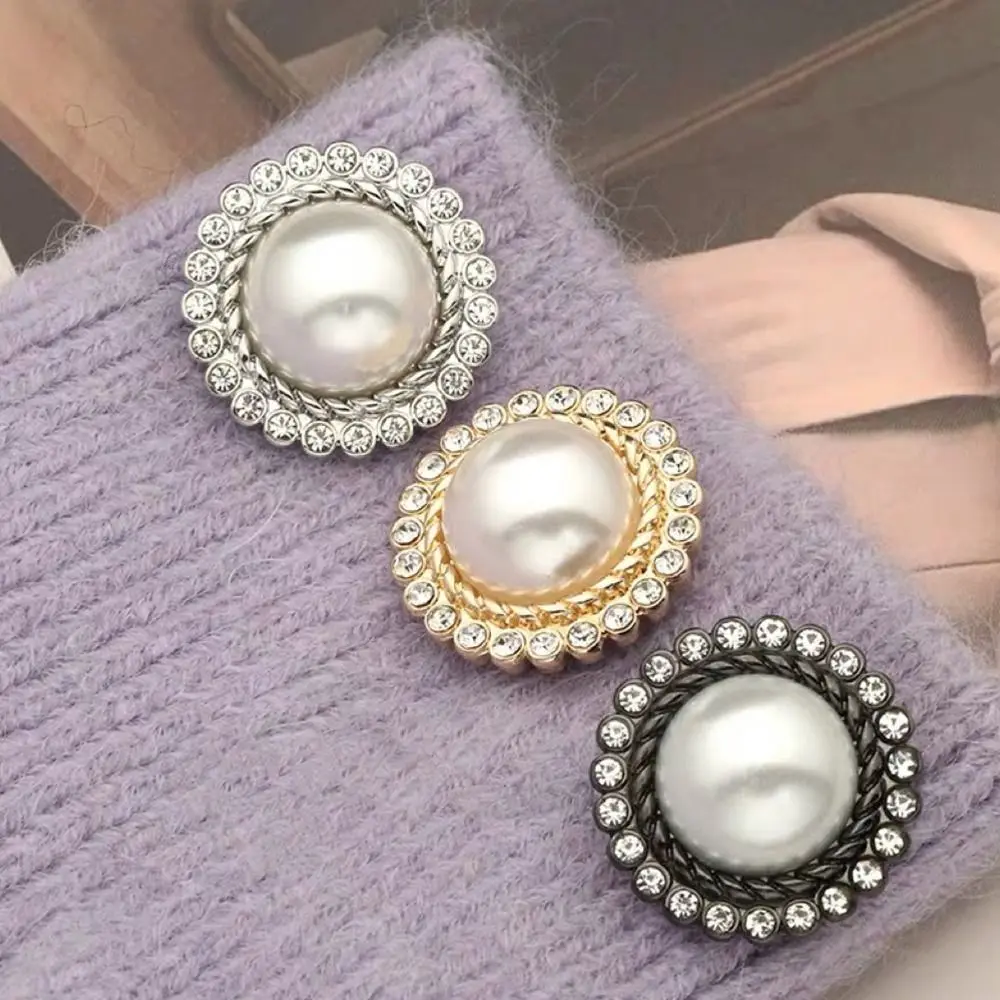 10Pcs High Quality Needlework Sewing Button Shiny Rhinestone Shirt Buttons Sewing Accessories Pearl Clothing Buttons