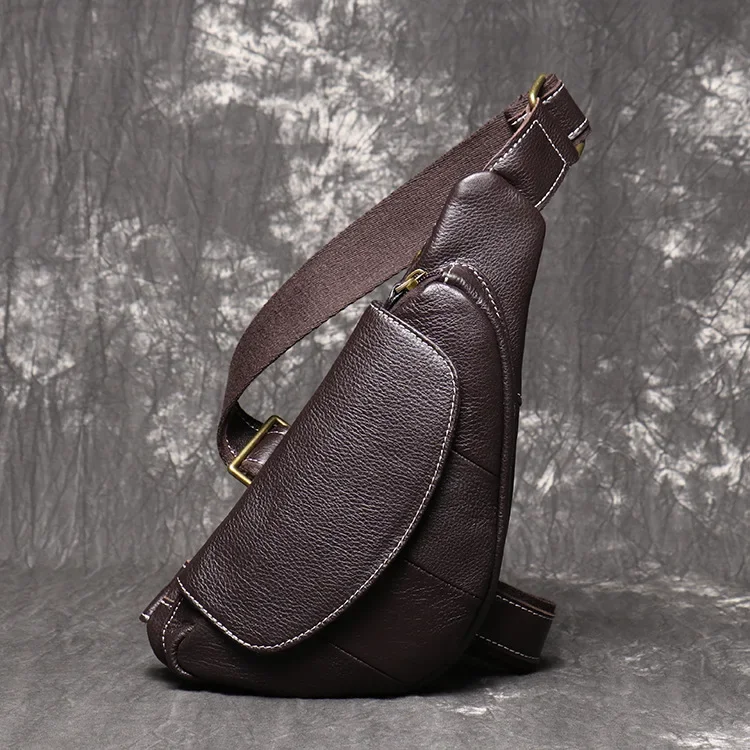 Sac à bandoulière en cuir de vachette pour hommes, sac de poitrine de loisirs en plein air, version coréenne, personnalité, initié unique