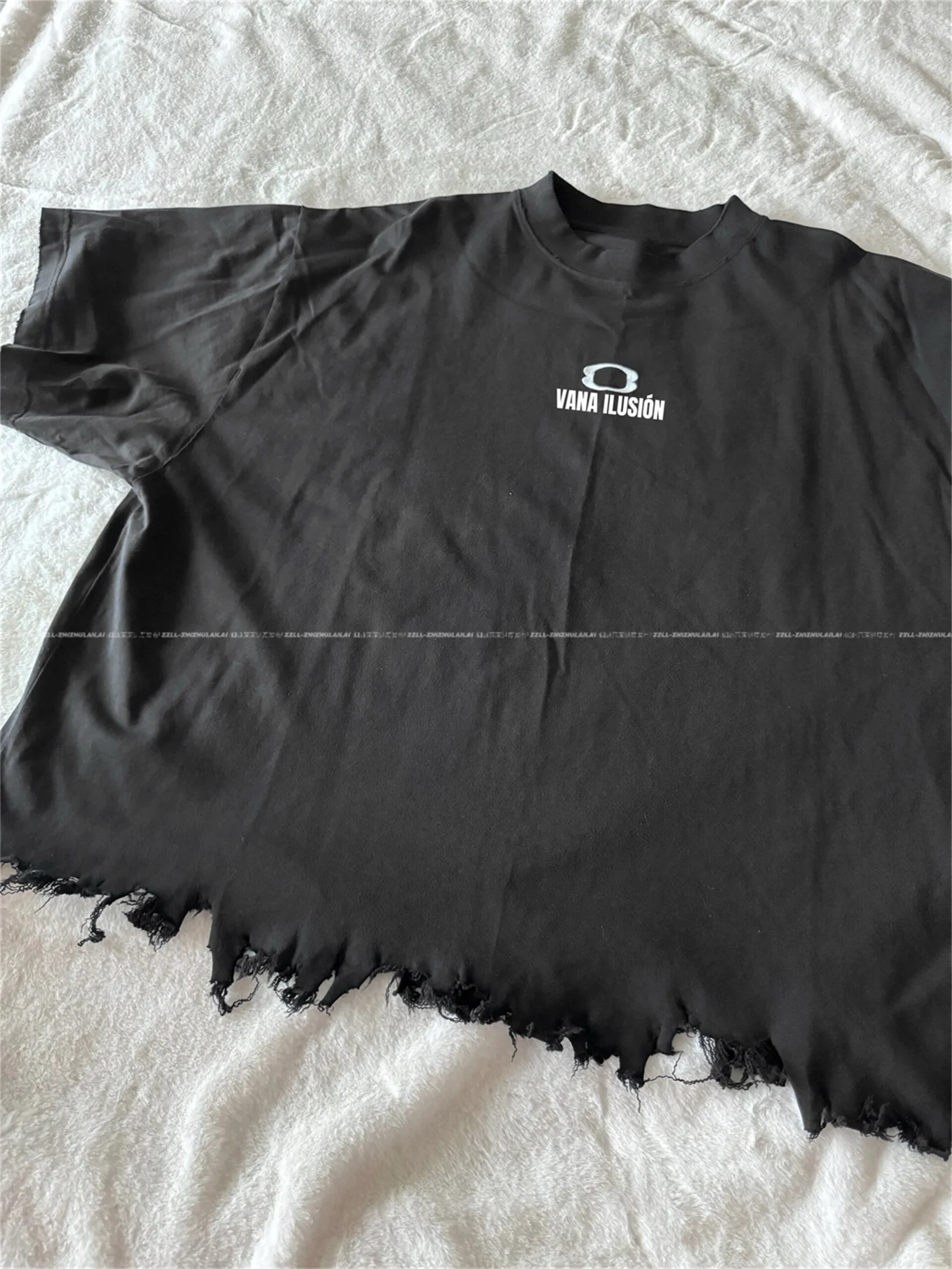 

VANA ILUSION Couples ort Sve T-irt Embroidered Waed Cotton ex round Ne Ciwalk Faion Spring 2024