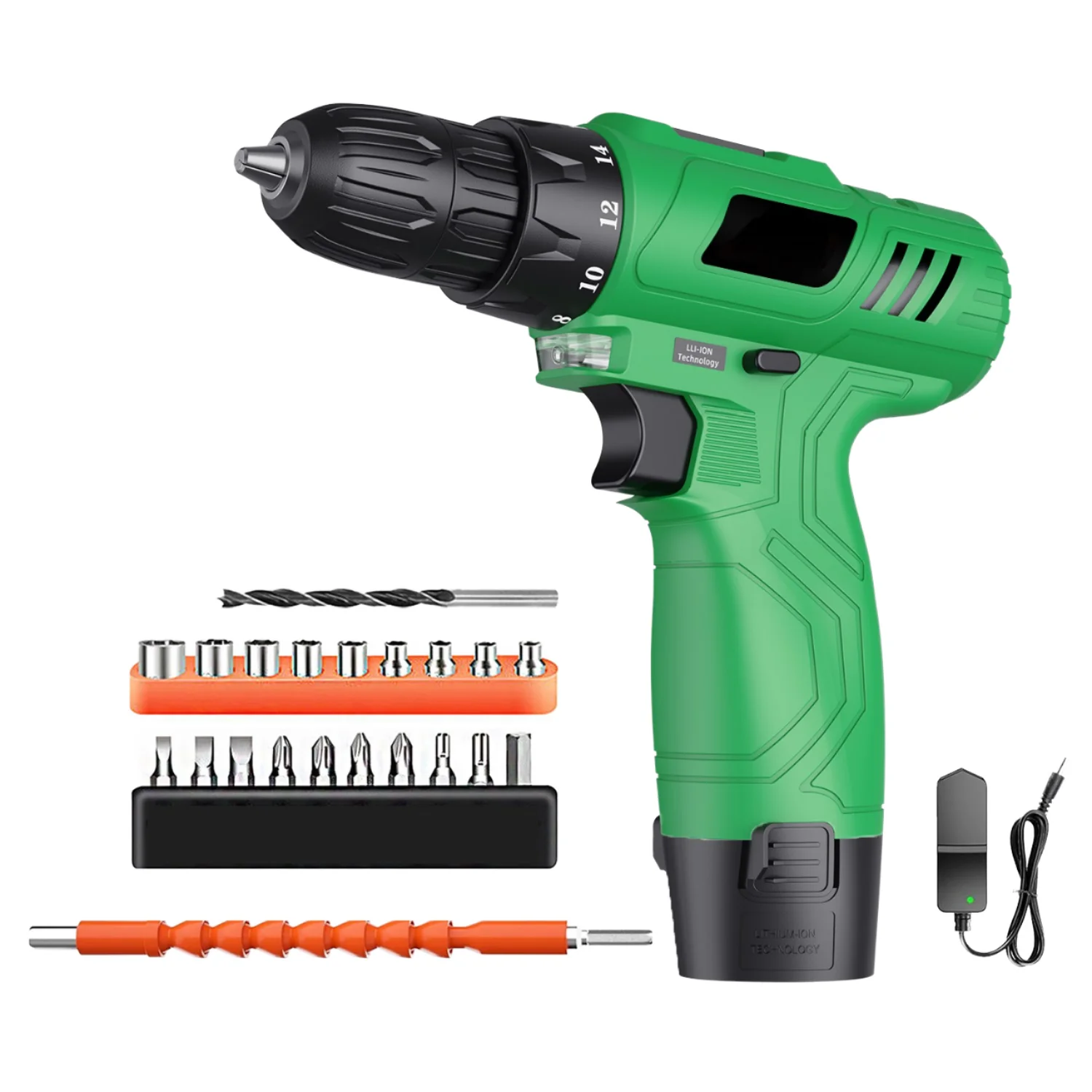 

12V Cordless Impact Drill Electric Screwdriver Brush Metal Chuck 2 Batteries 25+1 Torque for DIY Fast Drilling Fastening