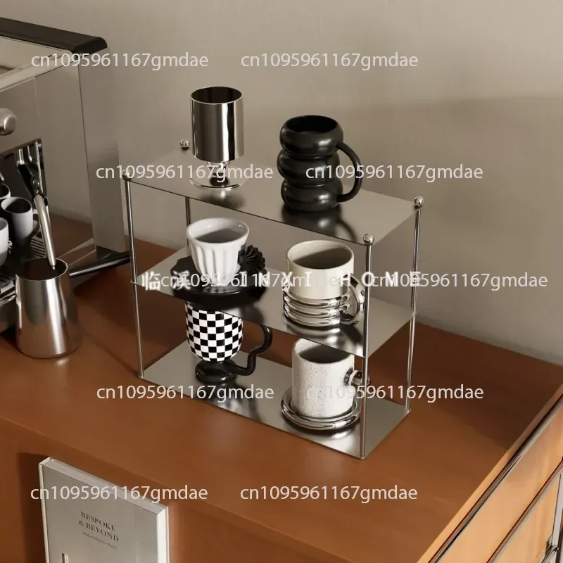 Creative Desktop Shelf Stainless Steel Storage Rack Bar Counter Water Cup Coffee Cup Holder Cosmetics  Display Shelf