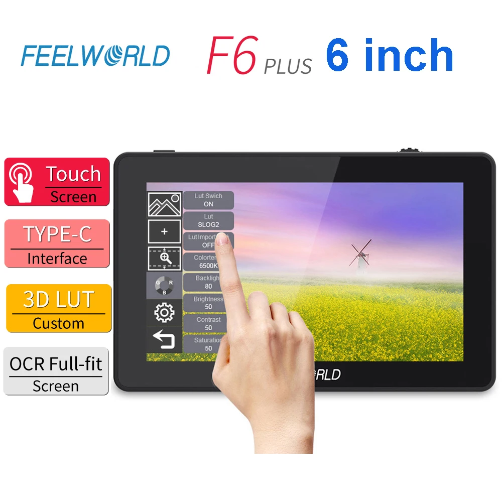 

FEELWORLD F6 PLUS V2 6 Inch on Camera Field Monitor 3D LUT Touch Screen 4K IPS FHD 1920x1080 Video Focus Assist HDMI-compatible