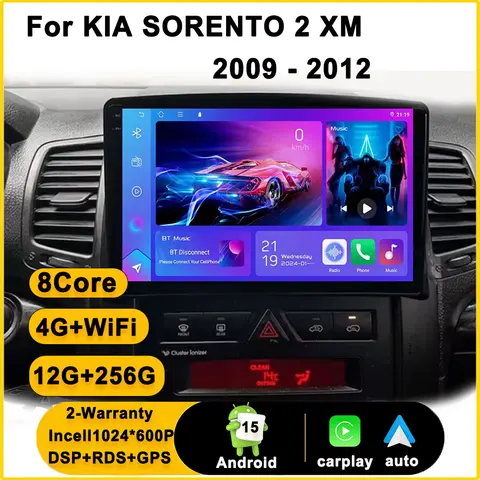 KIA SORENTO 2 XM 2009 - 2012 멀티미디어 플레이어 터치 4G Wifi 지능형 시스템 디스플레이용 10인치 Carplay 안드로이드 차량용 라디오