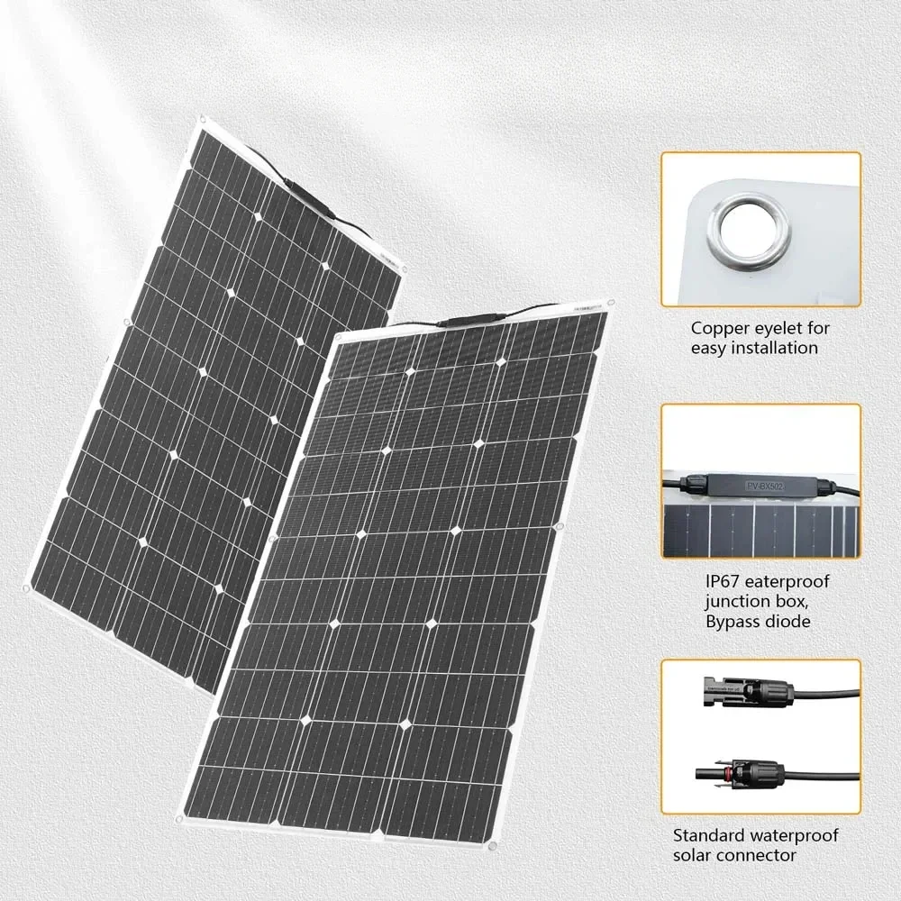 100W Flexible Monocrystalline Solar Panel For Car/Boat/ Home Solar Battery Can Charge 12V Waterproof Solar Panel China