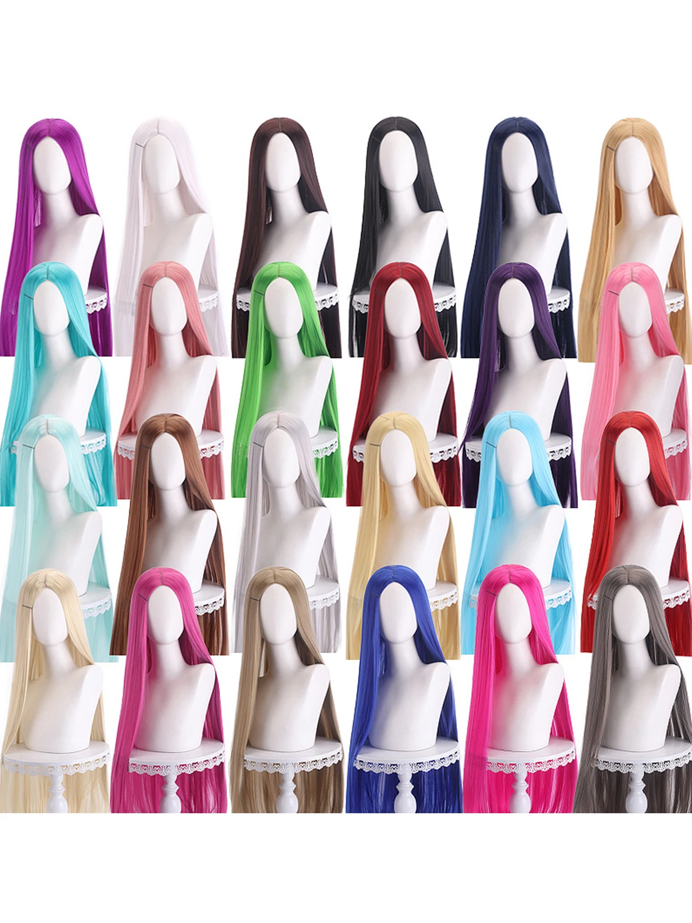 Perruque synthétique pour femmes, 40 pouces, couleur anime, longue et droite, frange fendue centrale, adaptée aux fêtes de vacances, rôle de bal d'Halloween