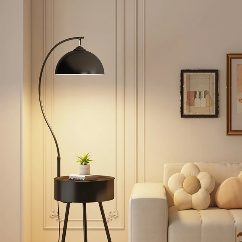 

Living room lamp Floor lamp Nordic light luxury bedroom bedside table shelf integrated cream wind vertical desk lamp