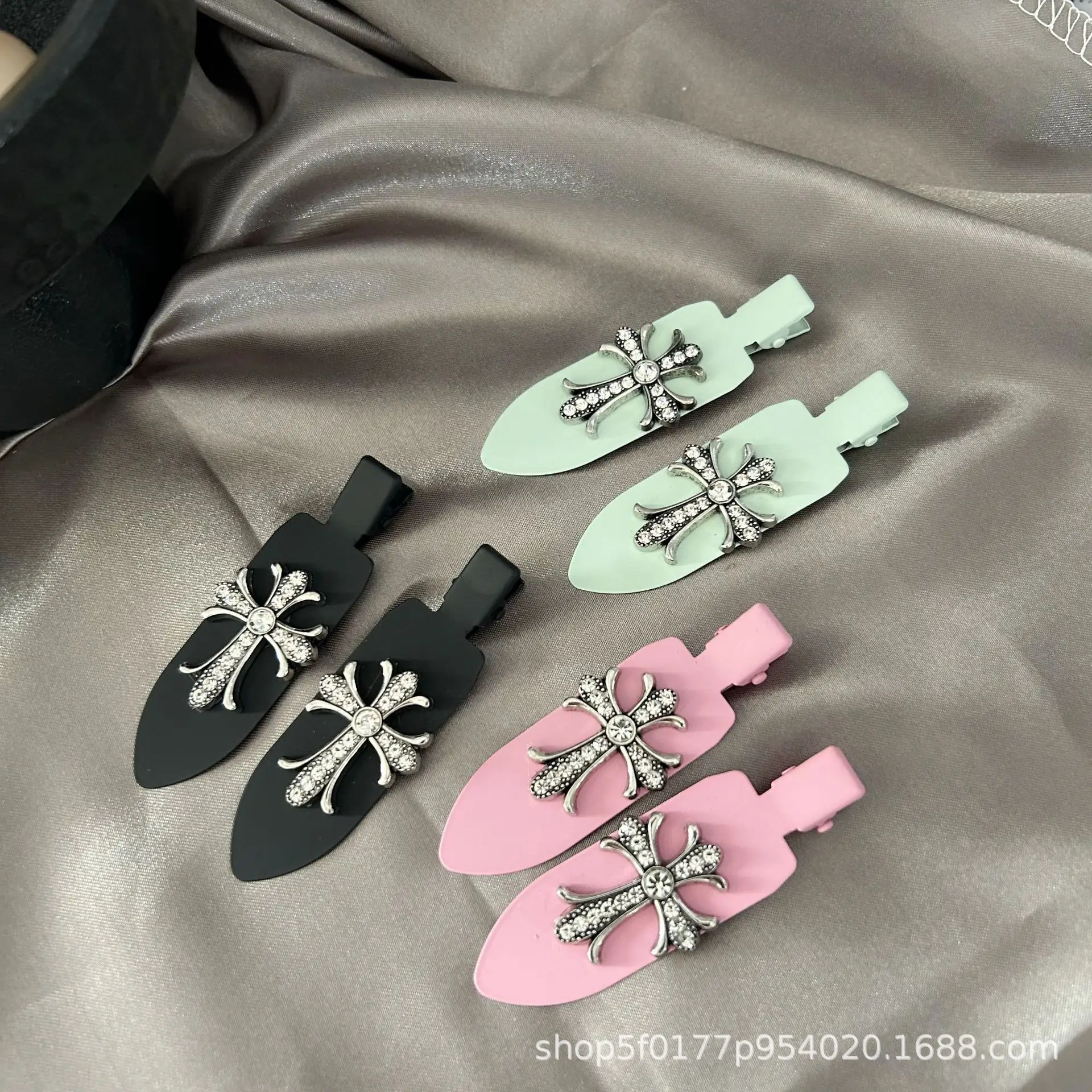 Then a pair! New punk retro style cross hairpin duckbill side hairpin