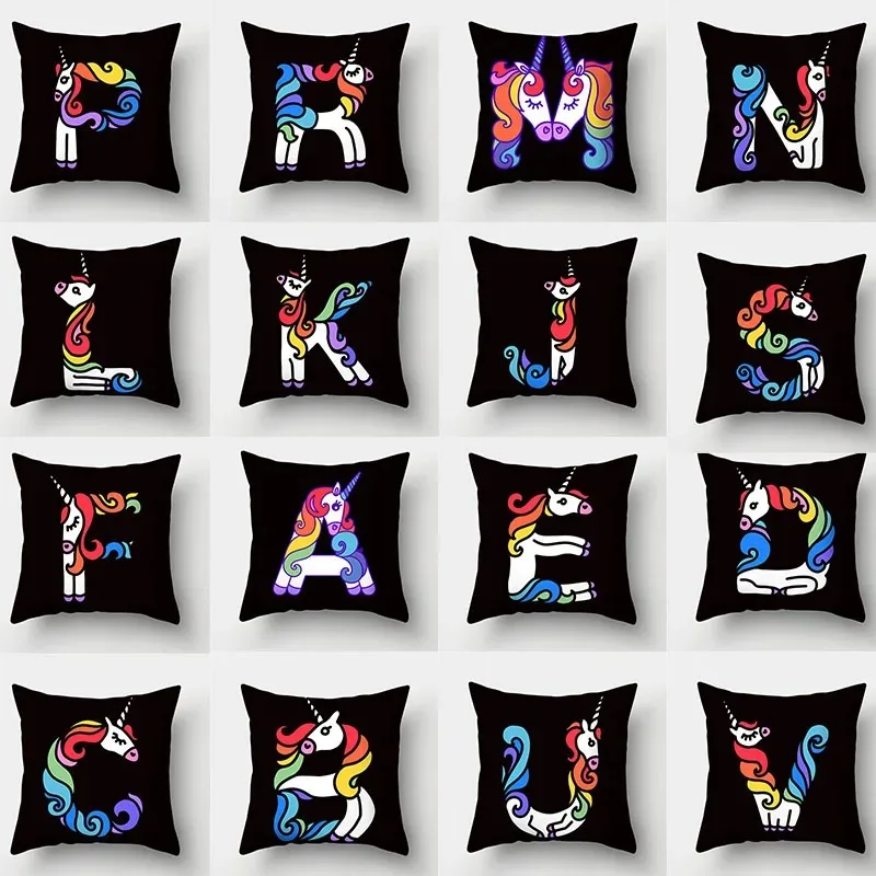 

Креативная декоративная наволочка в виде единорога с буквами, украшение для гостиной и офиса, наволочка для дома
