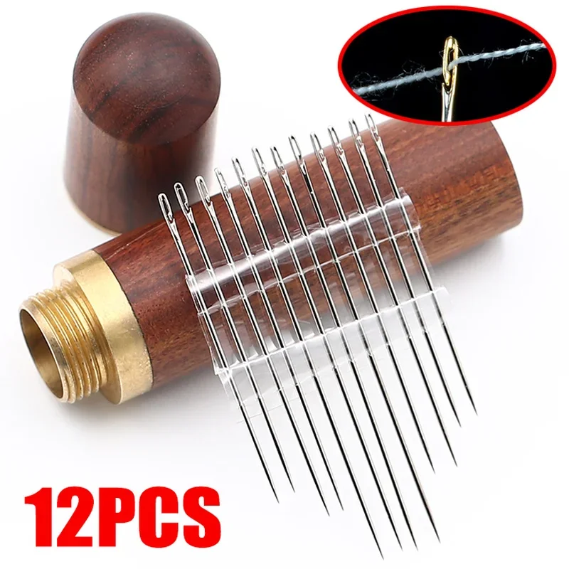 Agulha de aço inoxidável com furo lateral, DIY Blind Needle, costura doméstica, Threading desnecessário, DIY Vestuário Costura, costura à mão, 12PCs