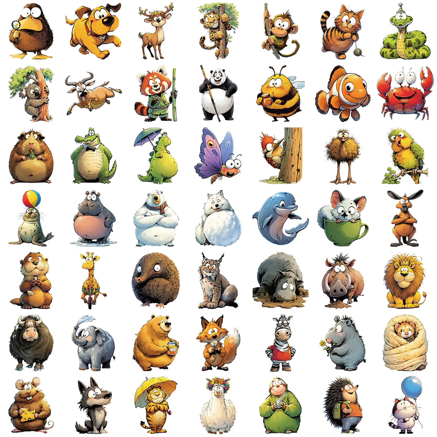10/30/50pcs Cartoon Funny Animal Graffiti Stickers for Chindren Decorative Guitar Notebook Luggage DIY Decals Waterproof Sticker