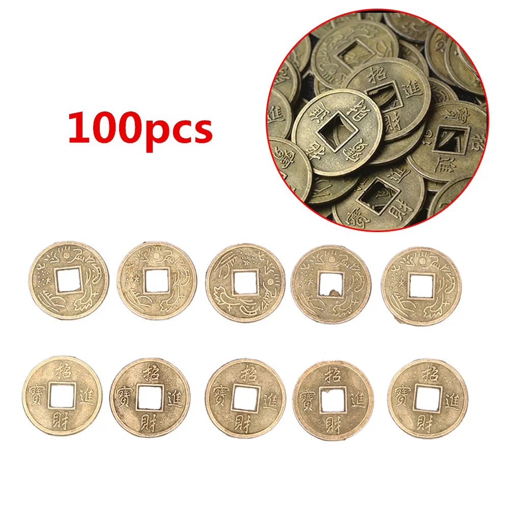 100pc Chinese Feng Shui Lucky Ching/Ancient Coins SetEducational Ten Emperor Antique Fortune Money Coin Luck Wealth