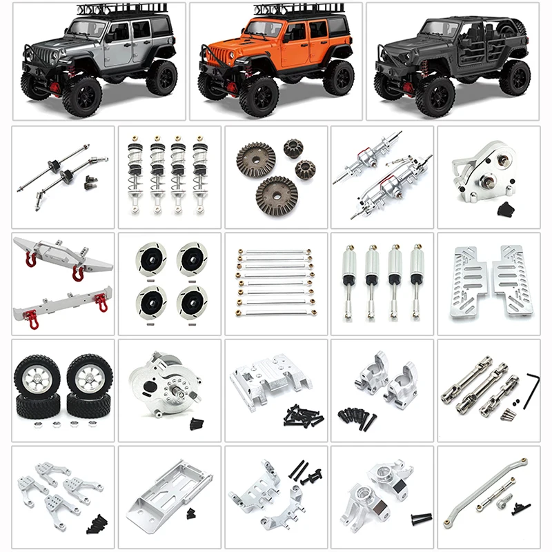 MN128, MN86, G500 Acessórios para veículos de controle remoto - Peças de atualização de metal - Haste de direção, braço de leme, proteção traseira, engrenagem