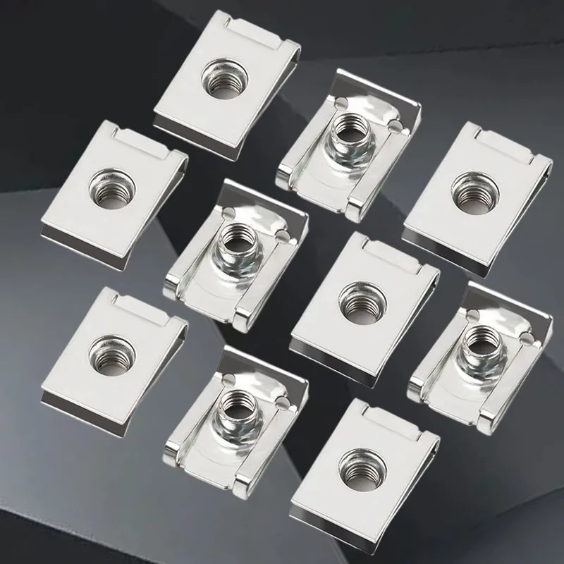 10pcs Stainless Steel U Type Clips M4 M5 M6 M8 8mm 5mm 6mm 4mm Reed Nuts for Car Motorcycle Scooter ATV Moped