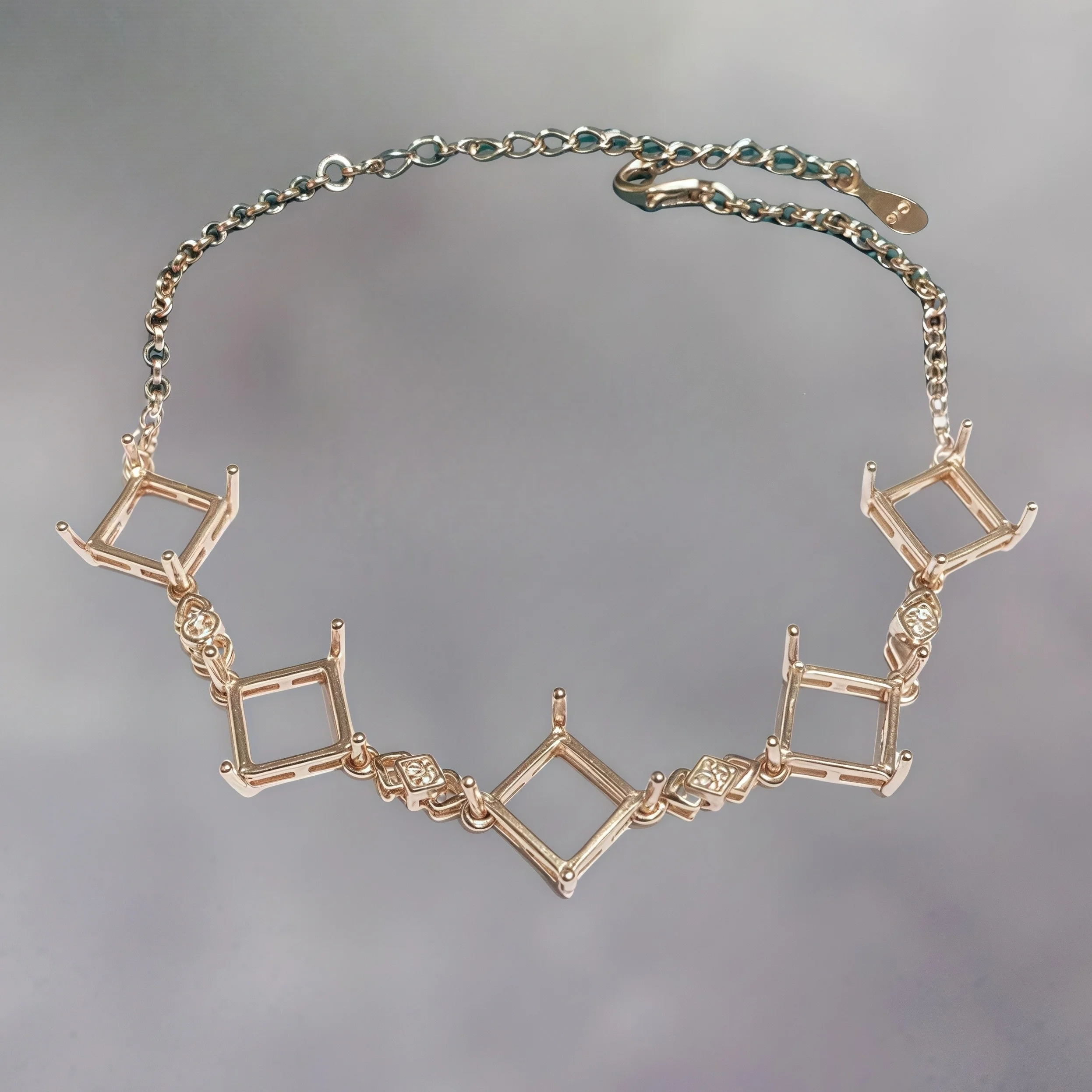 L  S925 Sterling Silver DIY Empty Holder Bracelet Settings 10mm Square Stone Fine Charm Jewelry Design Luxury Zircon for Woman