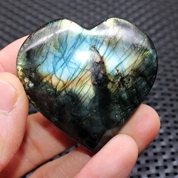 1.57-2.36 pollici pietra di cristallo naturale a forma di cuore grande cuore Labradorite quarzo intaglio guarigione Reiki cristallo di quarzo rosa artigianato