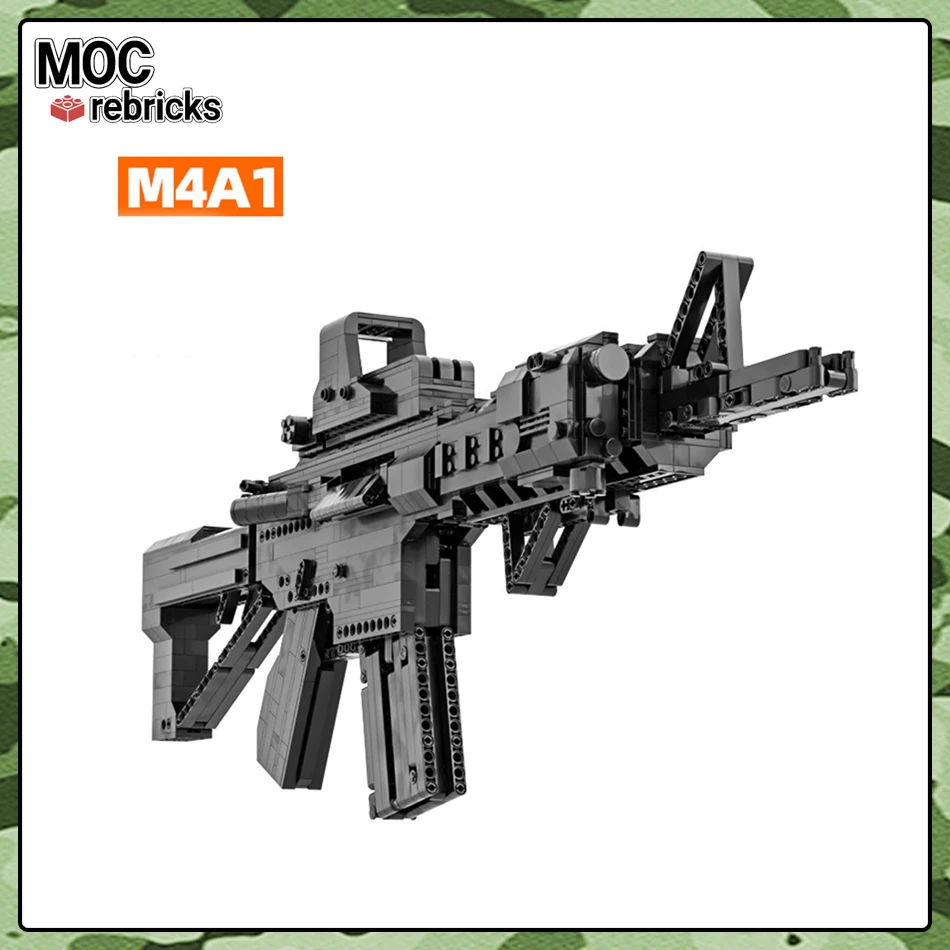 Firearms Series MOC Bricks M4A1 Assault Carbine Can Shoot Building Block Model Set Assembly  DIY Boy Toys Birthday Gifts