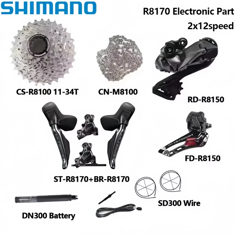 

Shimano ULTEGRA R8170 Di2 Электронная часть 2x12S R8150 Передний/задний переключатель Кассета Гидравлический дисковый тормоз Набор для дорожного велосипеда Di2