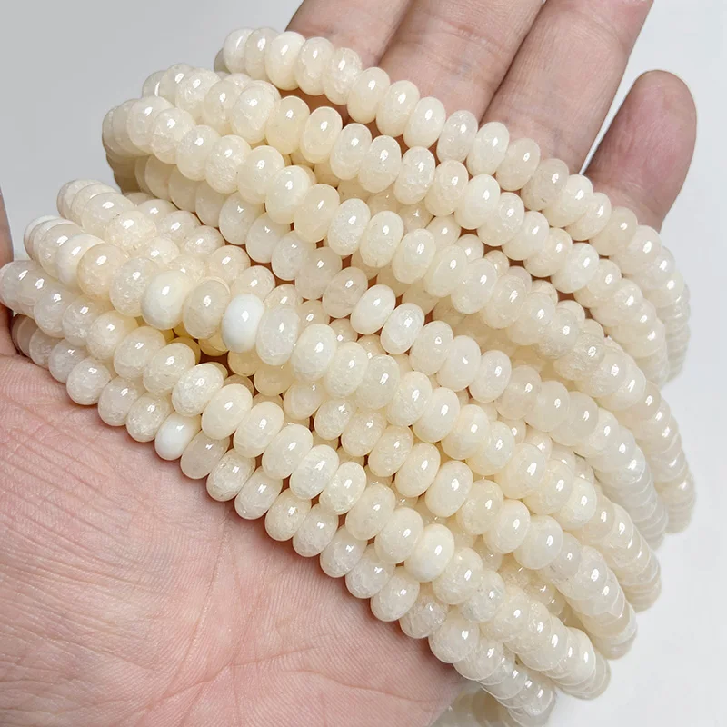 5x8mm Natural Stone Rondelle Quartz Beads Round Flat Abacus Chalcedony Jades Loose Spacer Beads for Jewelry Making DIY Bracelet