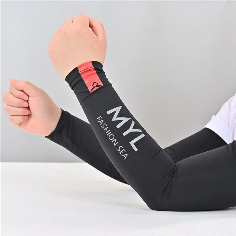 1Pair Ice Silk Elastic Sun Protection Arm Cover for Women Men Summer Compression Arm Sleeves Outdoor Cycling Driving Breathable