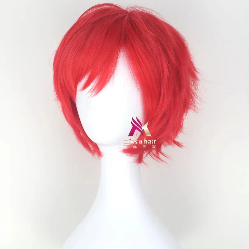 

aaa12 3Re:Life in a Different World from Zero Reinhard van Astrea Wigs 30cm Red Synthetic Hair Perucas Cosplay +wig