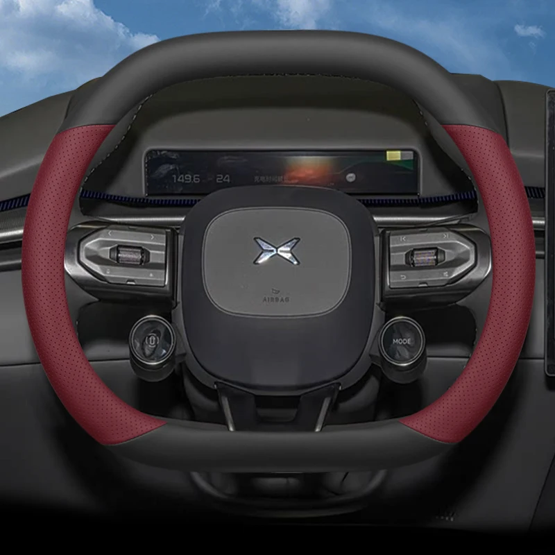 غطاء عجلة قيادة السيارة من الجلد لملحقات Xpeng G6 G9 P7 2022 2023 2024 2025 2026 #4