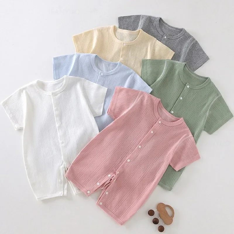 2026 Newborn Baby Clothes Boy Girl Infant Clothing Rompers Summer Short Sleeve Maternity Exit Bodysuit Sleepwear For New Born