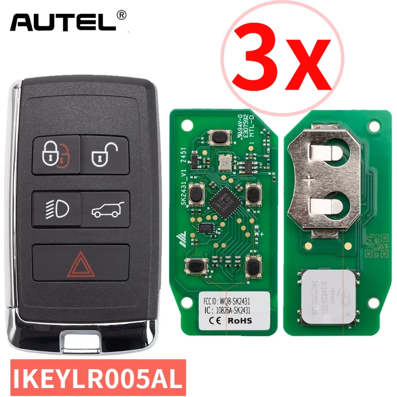 

3 шт. Autel ikeylr005al для дистанционного смарт-ключа в стиле Land Rover, 315/433 МГц, 5 кнопок