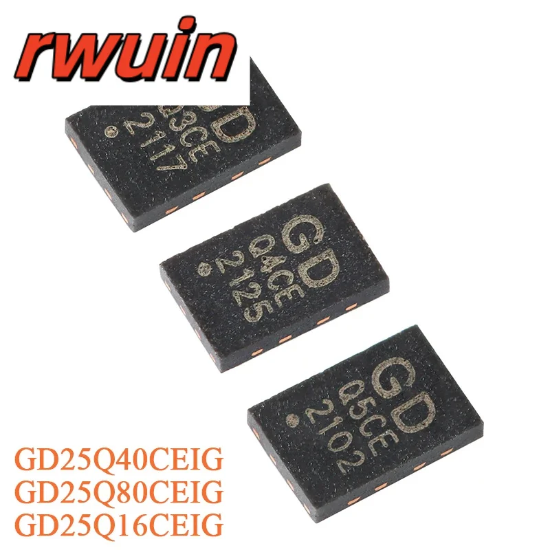 5pcs GD25 GD25Q40CEIG GD25Q80CEIG GD25Q16CEIG USON-8 4M-bit 3.3V Flash IC Chip