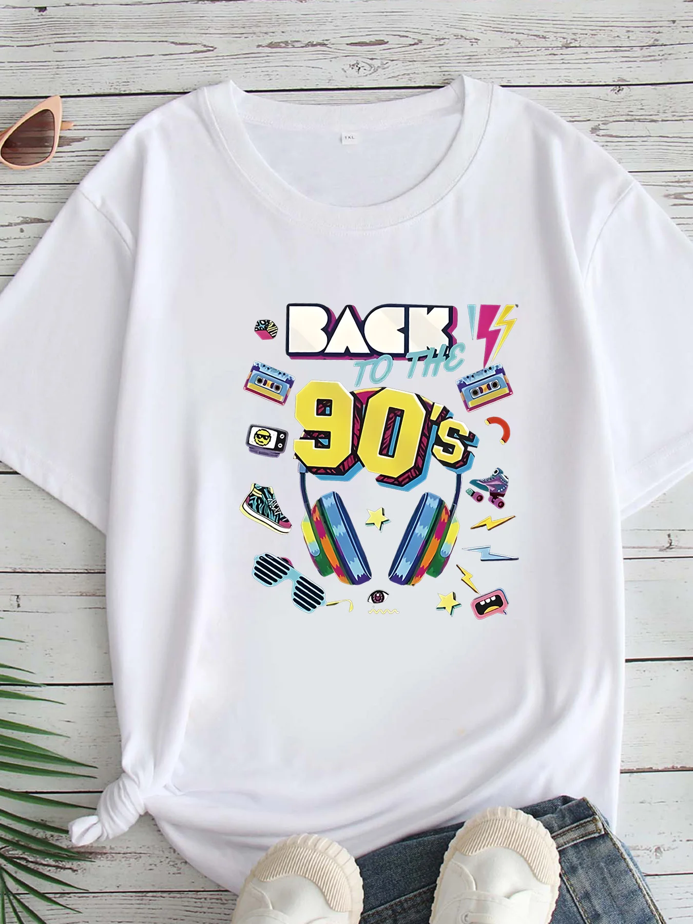 

Женская футболка большого размера с принтом, круглым вырезом и короткими рукавами, размеры 1-7XL, удобный повседневный топ в европейском стиле