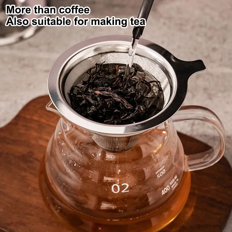 Stainless Steel Pour Over Coffee Filter Ultra Fine Mesh No Residue Reusable Dripper for Office Desktop Coffee Making