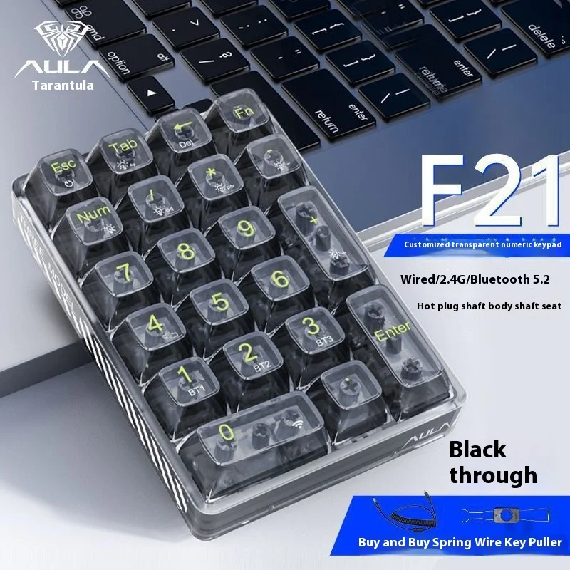 Wolf Spider F21 Digital Keypad Bluetooth Wireless Three-Mode External Mechanical Keyboard Customized Pad Hot-Swappable Transpare