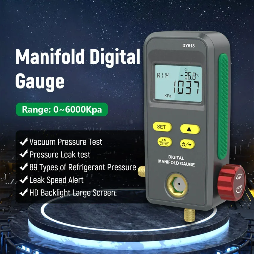 Refrigerant vacuum gauge Pressure Temperature Electronic Manometer Gauge Tester Digital Manifold Gauge for Car Air Conditioner