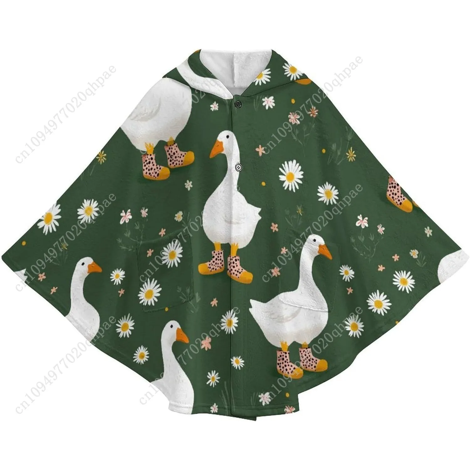 سترة بطانية مريحة من الفلانيل، أحذية Geese Leopard ذات قلنسوة كبيرة الحجم مع جيوب للأطفال والمراهقين